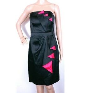 WHBM pink & black strapless cocktail dress.